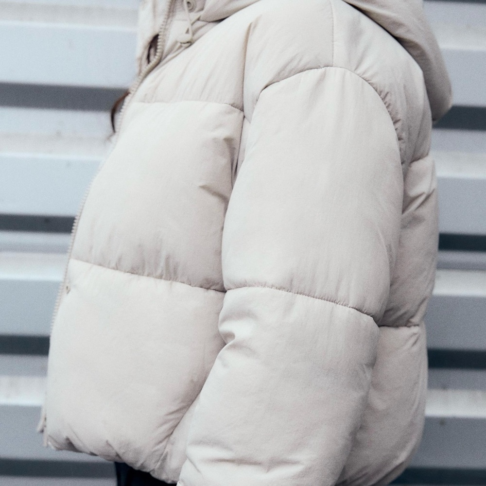 ZARA WATER-REPELLENT PUFFER ANORAK - Ecru Winter Jacket - Picture 5 of 10